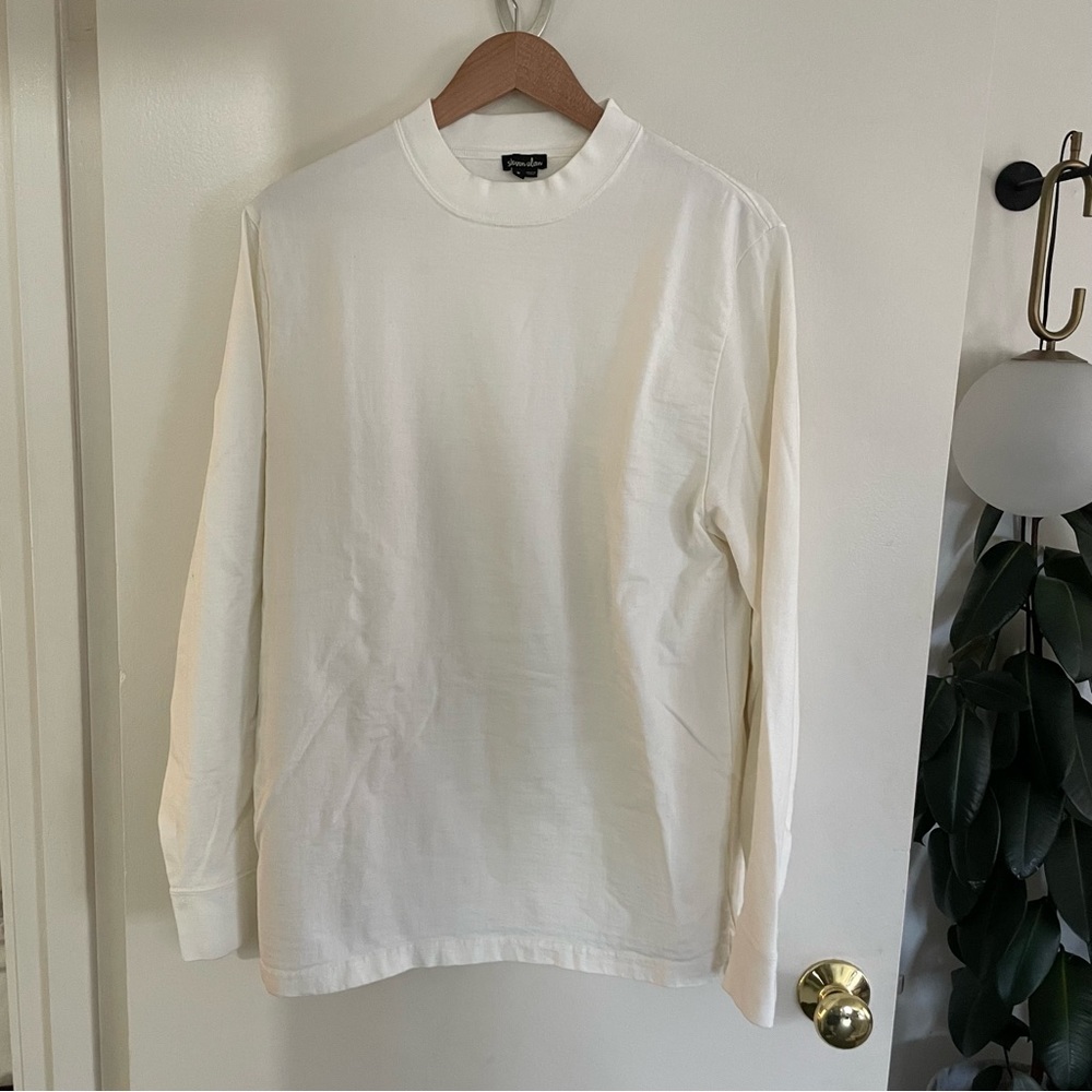 Steven Alan White Moc Neck Long Sleeve Tee size M